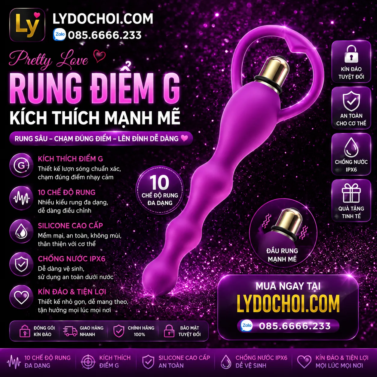Đồ Chơi Hậu Môn - Chuỗi Hạt Rung Kích Thích Khoái Cảm