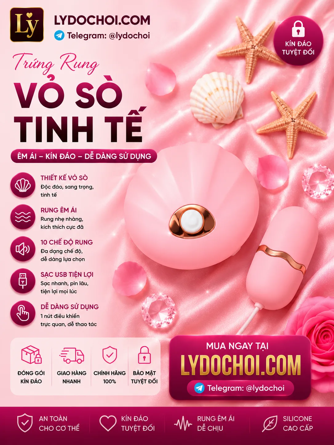 Trứng Rung Tình Yêu Vỏ Sò Kute